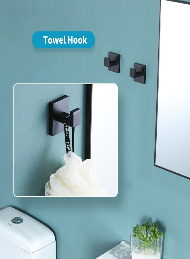 Durafe 2 Pack Towel Hooks SUS 304 Stainless Steel Bathroom Towel Holder Robe Hook Matte Black - Image 2
